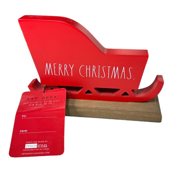 Rae Dunn "MERRY CHRISTMAS" Wood Sleigh Decor - Picture 1 of 1